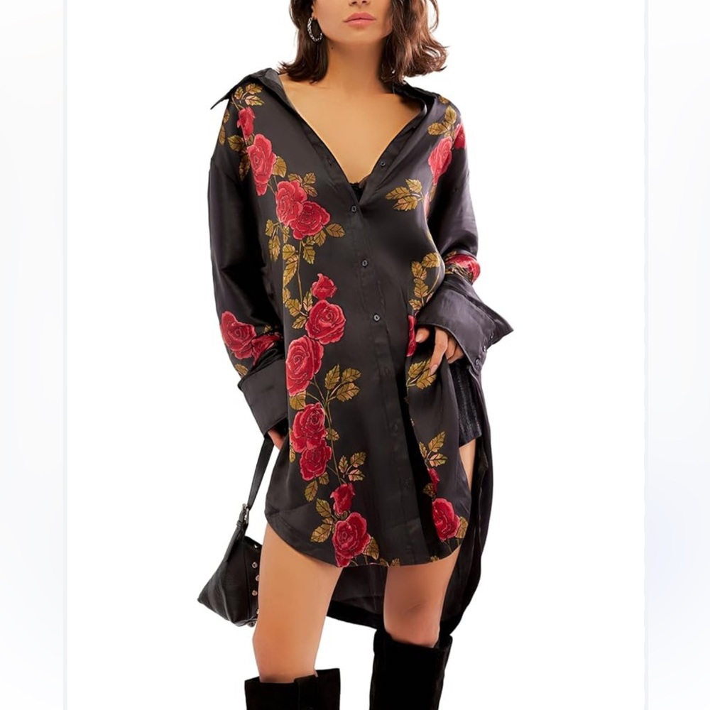 Free People Off The Vine Button Down in Red Size~M